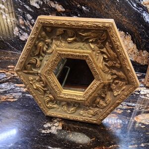Ornate Gold Hexagonal Wall Mirror